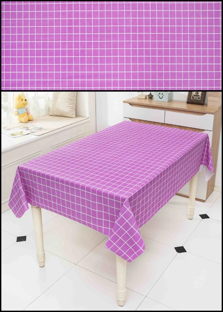 Muti-Color Grid Printed Polyester Table Cloth PVC Vinyl Waterproof Tablecloth