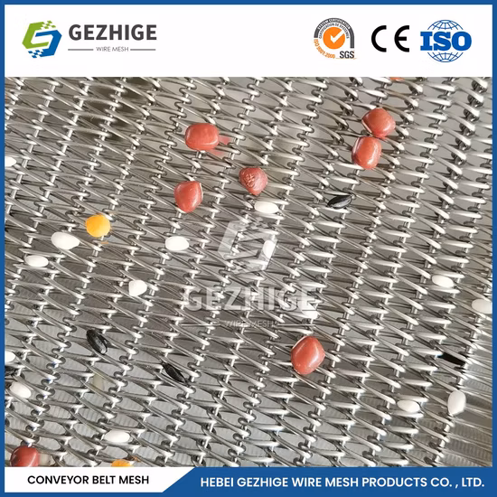 Faixa de malha de correia transportadora em espiral de metal de aço inoxidável Gezhige 304 316 para forno