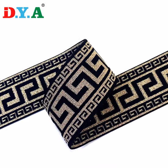 Pronto para enviar alta elasticidade Great Wall Grid Lurex Jacquard elástico brilhante para acessórios de vestuário